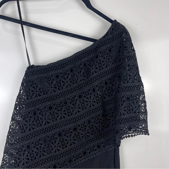 Lauren by Ralph Lauren Black Lace One Shoulder Cocktail Dress Size 2 - Picture 2 of 9
